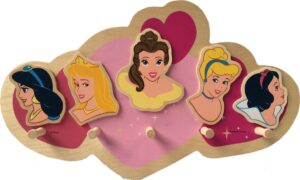 Kinderkapstok Disney Prinsessen: Jasmine, Aurora, Belle, Assepoester en Sneeuwwitje