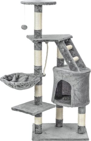 Krabpaal & speelhuis - katten - grijs - 117,5 cm hoog