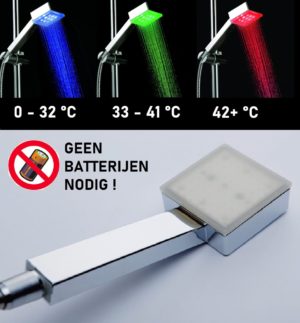 LED Douchekop - LED Handdouche - 3 Kleuren op Temperatuur - RVS - Chrome - LED