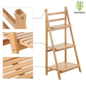 Ladderrek / opbergrek van bamboe hout - Houten ladder rek / rekje voor in badkamer - Badkamerrek van Decopatent®