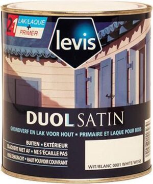Levis Duol - 2 = 1 Grondverf en lak voor hout buiten - Satin - Wit - 0,75L