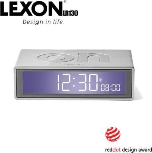 Lexon Flip+ Omkeerbare LCD wekker klok - Grijs Metallic - LR130