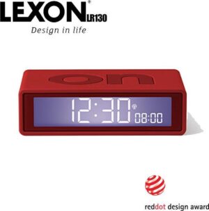 Lexon Flip+ Omkeerbare LCD wekker klok - Metallic Rood - LR130