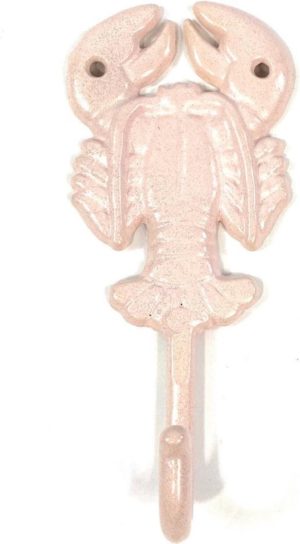 Lucy's Living wandhaak kreeft - baby roze - 19 x 10,5 cm - metaal - kapstokhaak - wandaccessoires - kapstok - decoratie - wanddecoratie - luxe