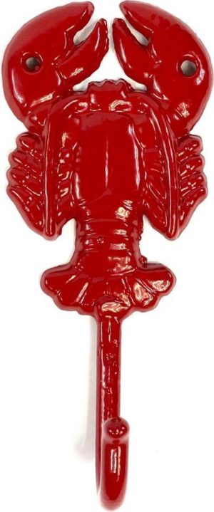 Lucy's Living wandhaak kreeft - rood - 19 x 10,5 cm - metaal - kapstokhaak - wandaccessoires - kapstok - decoratie - wanddecoratie - luxe