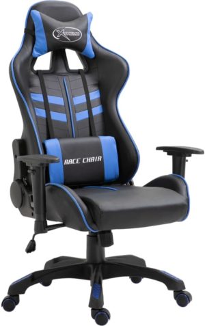Luxe Gamestoel Zwart blauw (Incl LW Fleece deken) - Gaming Stoel - Gaming Chair - Bureaustoel racing - Racestoel - Bureau stoel gamen
