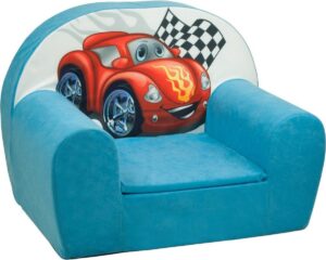 Luxe kinderstoel - kinderfauteuil - sofa - 60 x 45 - blauw - cars
