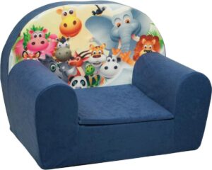 Luxe kinderstoel - kinderfauteuil - sofa - 60 x 45 - donker blauw - Madagaskar