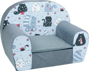 Luxe kinderstoel - zetel - sofa - 60 x 45 - grijs katten