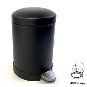 Luxe pedaalemmer zwart softclose - 5 L - Ø21 x 27 cm - badkamer - keuken - kantoor - slaapkamer
