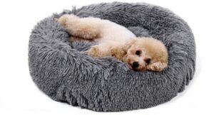 Luxyana Pets Donut Hondenmand - Kattenmand - Luxe Fluffy Hondenmand - 50 cm - Geschikt voor Katten en Kleine Honden - Donker Grijs