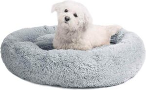 Luxyana Pets Donut Hondenmand - Kattenmand - Luxe Pluche Honden Mand 60 cm - Licht grijs
