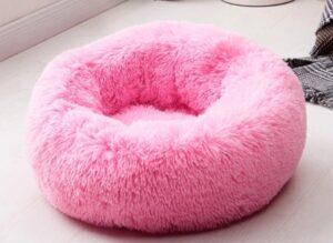 Luxyana Pets® Donut Hondenmand - Kattenmand - Luxe Pluche Honden Mand 60 cm - Fel roze