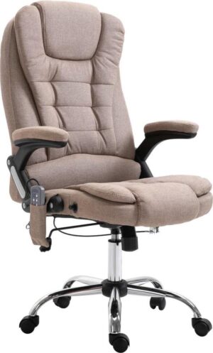 Massage Bureaustoel Stof Taupe (Incl organizer) - Bureau stoel - Burostoel - Directiestoel - Gamestoel - Kantoorstoel