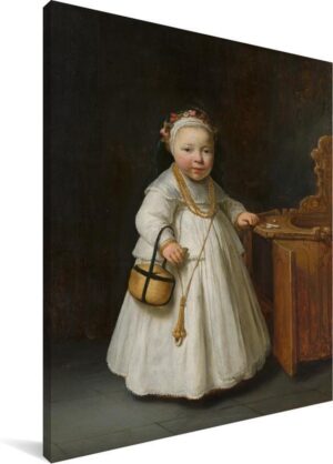 Meisje bij een kinderstoel - Schilderij van Govert Flinck Canvas 30x40 cm - klein - Foto print op Canvas schilderij (Wanddecoratie woonkamer / slaapkamer)