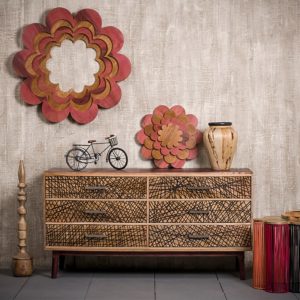 Native Home dressoir lades - ladeblok bruin - commode keuken - sideboard modern - patroon