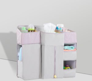 One Blend Babybox organizer | Boxopbergzak | Baby organiser - Mooie opgeruimde box en alles bij de hand - Kleur: Grijs met bovenvakjes wit/taupe