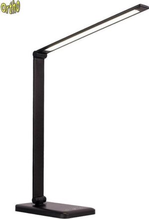 Ortho Bureaulamp Bedlamp Leeslamp Nachtlamp -LED - Keur licht, van warm wit tot daglicht - Dimbaar - Qi draadloos opladen - USB oplaadpoort - Zwart