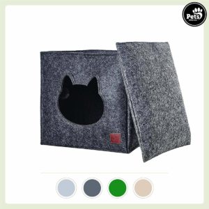 Pets&Partner® - Kattenhuis - Kattenmand - Cat cave incl. speeltje - Vilt - Geschikt voor Ikea Kallax en Expedit - Donkergrijs