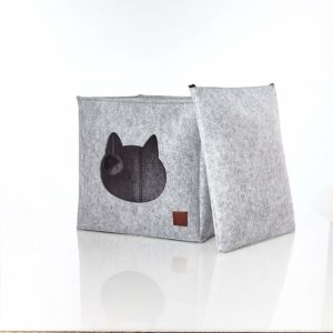 Pets&Partner® - Kattenhuis - Kattenmand - Cat cave incl. speeltje - Vilt - Geschikt voor Ikea Kallax en Expedit - Grijs