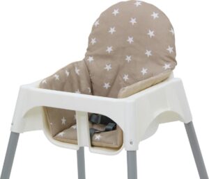 Polini Inlegkussen voor IKEA Antilop Kinderstoel - 'Sterren' Beige