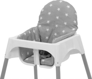 Polini Inlegkussen voor IKEA Antilop Kinderstoel - 'Sterren' Grijs