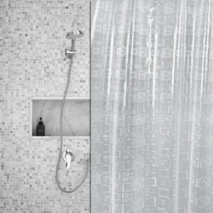 Roomture - douchegordijn - Transparant Squares - 180 x 200
