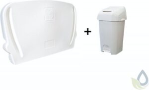 SET opvouwbare commode gemaakt van kunststof en witte Appease ™ luieremmer 60 liter