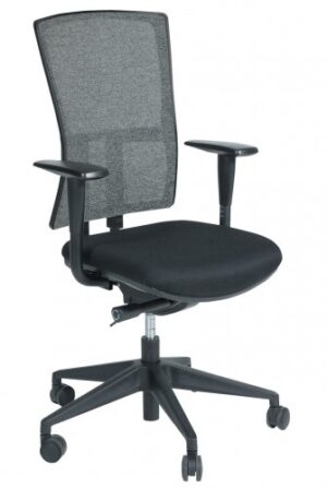 Schaffenburg bureaustoel serie 300 NEN-EN 1335 gecertificeerd. Rug zwart mesh, zitting stof zwart