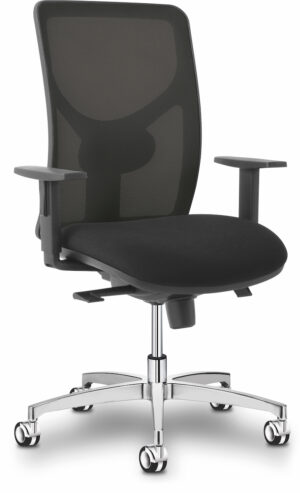 Sitland Sit 1 Bureaustoel - Zwarte Mesh Rugleuning - Zwarte Stoffen Zitting - Chroom Onderstel