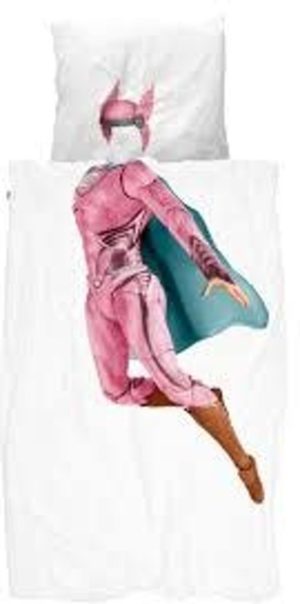Snurk superheld overtrek eenpersoonsbed roos 140 x 220 cm