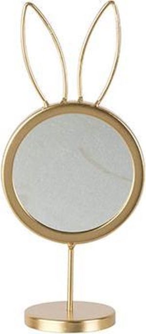 Spiegel op staander konijn - klein spiegeltje metaal goudkleurig - Leuk voor een kindje - Klein formaat