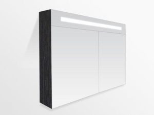 Spiegelkast Delia 100x70x15cm MDF Black Wood Geintegreerde LED Verlichting Lichtschakelaar Stopcontact