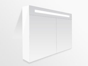 Spiegelkast Delia 120x70x15cm MDF Hoogglans Wit Geintegreerde LED Verlichting Lichtschakelaar Stopcontact