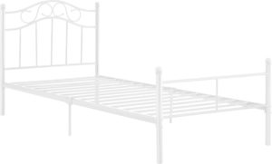 Stalen ledikant eenpersoonsbed met bedbodem - wit