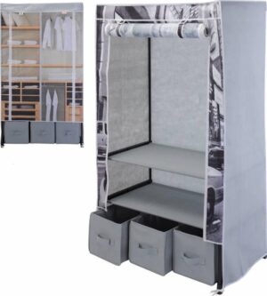 Storage Solutions Cosmopolitan Kledingkast - 160 cm - Stof - Grijs