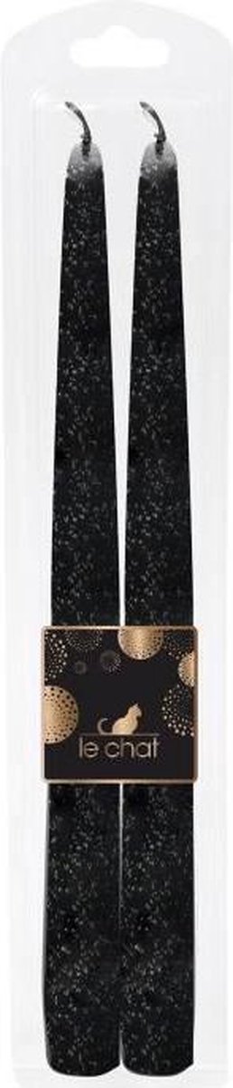 THE CHAT Lot van 2 kandelaars rhodos Christmas - H 29 cm - Zwart glittergoud