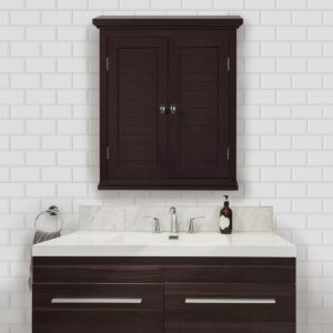 Teamson badkamer bruine houten ophangkast met dubbele deur ELG-593