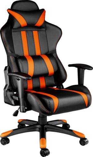 TecTake Gaming chair bureaustoel - Premium racing - Zwart/oranje