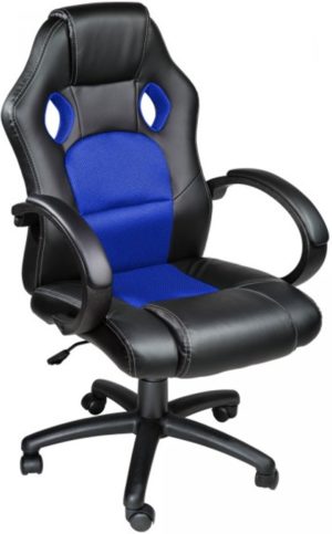 Tectake Luxe design racing Bureaustoel - Blauw/zwart