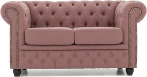The Original Chesterfield - Stof - Pitch Oud Roze 2-zitsbank