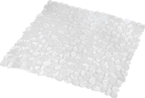 Transparante anti-slip douchemat 52 x 52 cm vierkant - Pebbles kiezels/kiezelstenen patroon - Douchecabine mat - Schimmelbestendig - Grip mat voor in douche of bad