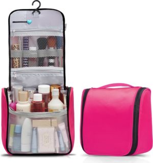 TravelMore Reis Toilettas Hangend met Haak - Travel Etui Organizer voor Toiletartikelen Kamperen & Reizen - Toilet Bag voor Vrouwen - Roze
