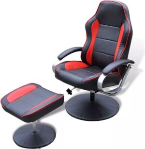Tv-fauteuil met voetensteun verstelbaar kunstleer zwart/rood