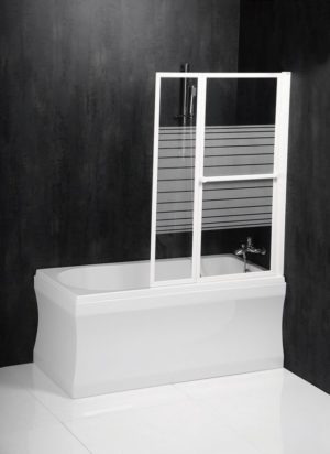 VENUS2 Hoogte verstelbare badwand 1060mm, wit frame/helder glas
