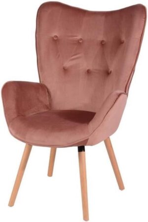 VIGGO fauteuil - Roze fluwelen stof - Scandinavische stijl - B 68 x D 73 cm