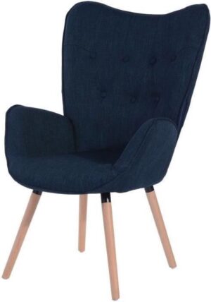 VIGGO fauteuil - blauwe stof - Scandinavische stijl - B 68 x D 73 cm