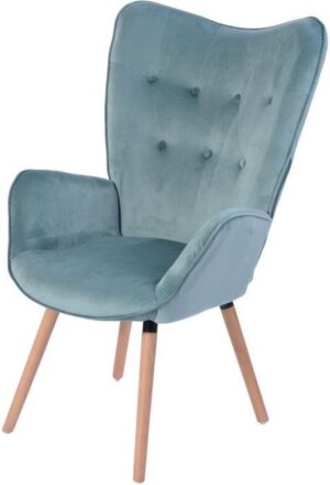 VIGGO fauteuil - fluweelstof blauw groen water - Scandinavische stijl - B 68 x D 73 cm