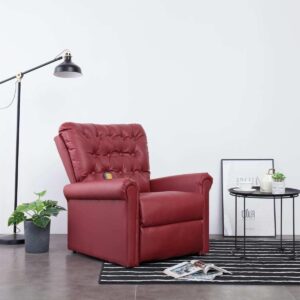 Verstelbare Fauteuil Kunstleer Rood met MASSAGE functie / Loungestoel / Lounge stoel / Relax stoel / Chill stoel / Lounge Bankje / Lounge Fauteuil - Luxe Fauteuil