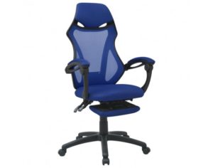 Verstelbare bureaustoel met beensteun stof zwart en blauw